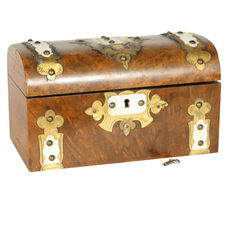 Hobnail Tea Caddy with Bone Inlay Treasure Chest